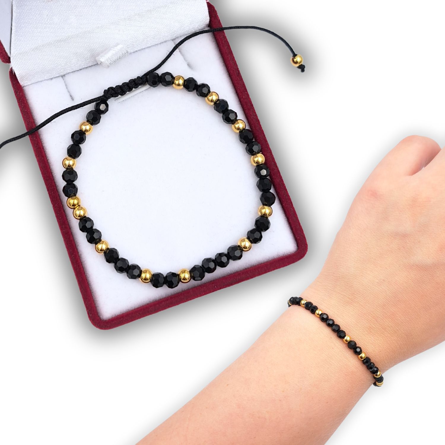 Bransoletka na sznurku z beads i kuleczkami Stal chirurgiczna