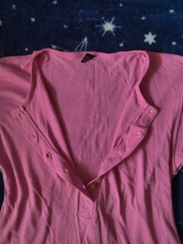 Bawełniana różowa bluzeczka na guziczki - vintage