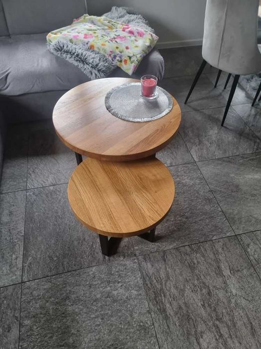 Stolik kawowy okrągły loft Fi60cm