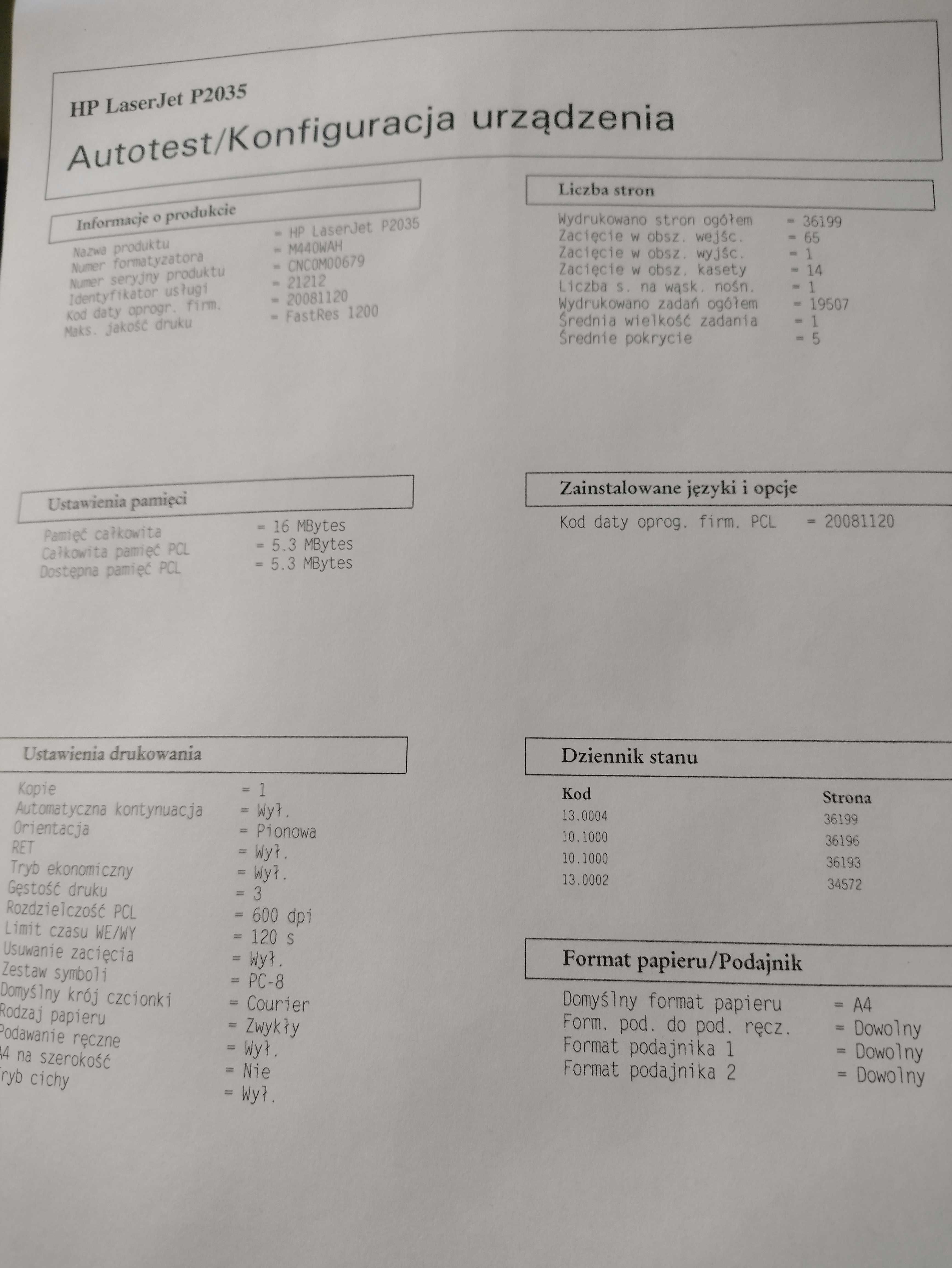 Drukarka HP laser Jet P2035