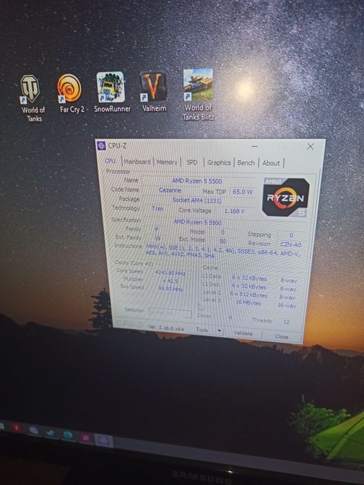 Комплект Ам4 r5 5500/a520/16gb 3600mHz/кулер