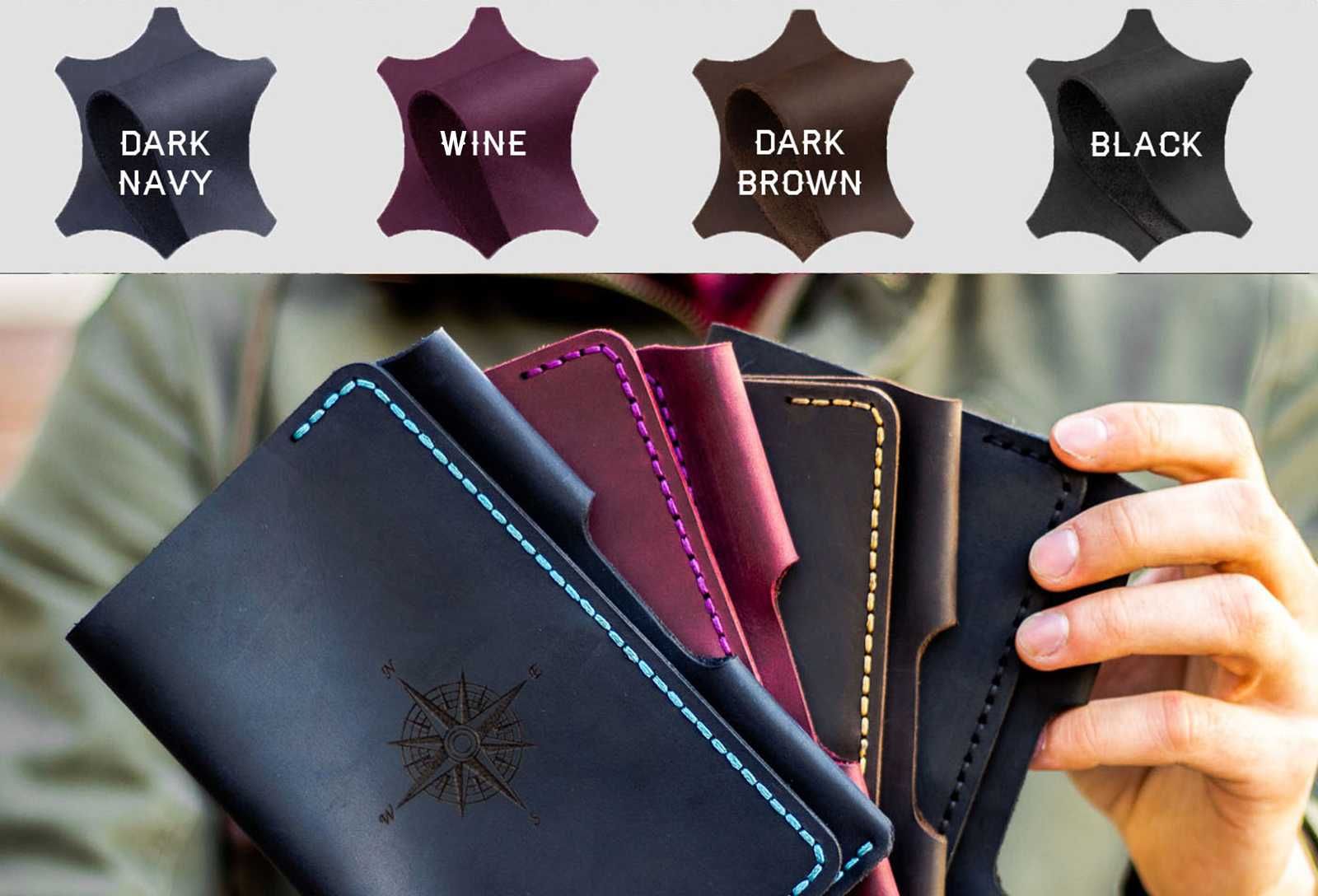 Тонкий кожаный мужской кошелёк Triplet (портмоне из натуральной кожи)