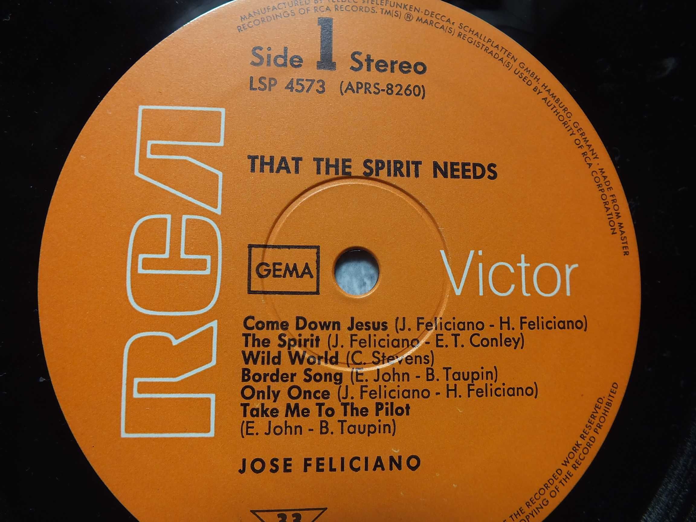 Płyta winylowa LP, JOSE FELICIANO - That The Spirit Needs 1971r. RCA