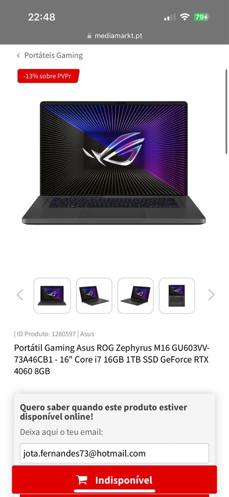 Portatil gaming Asus Rog