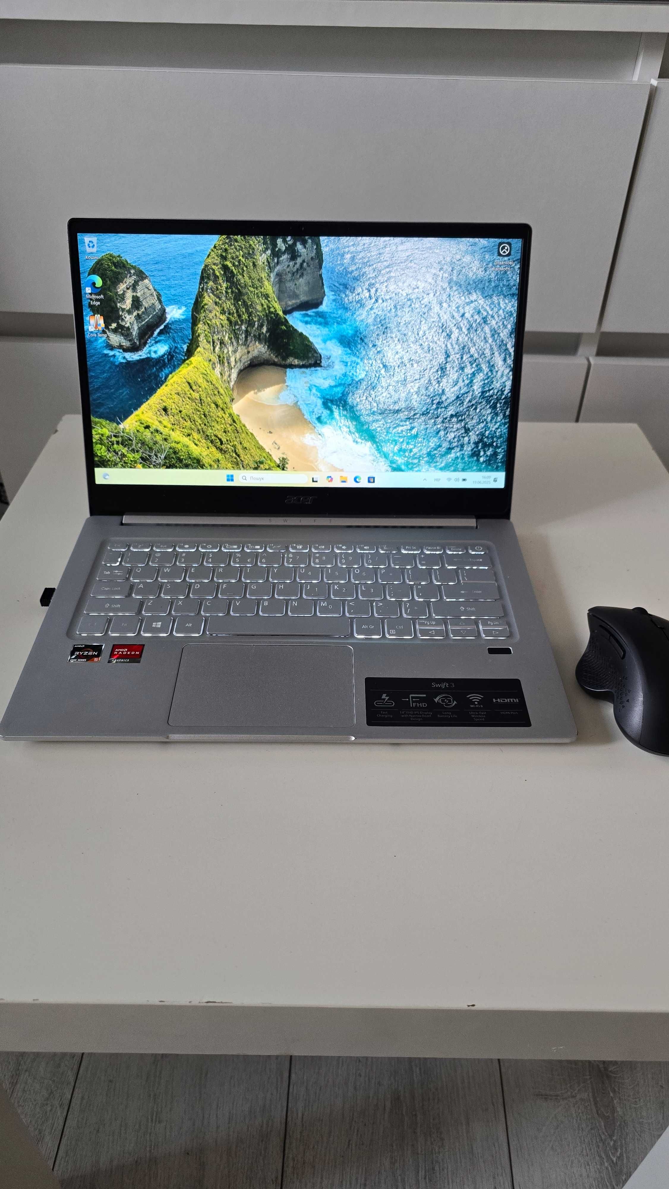 Laptop acer swift 3 . Ryzen 5 4500u , ssd 512gb. Okazja