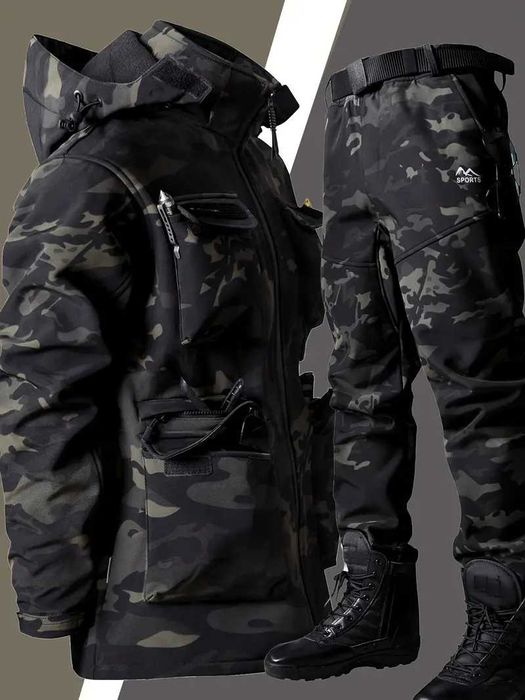 Odzież robocza męska taktyczna myśliwska komplet kurtka zamek