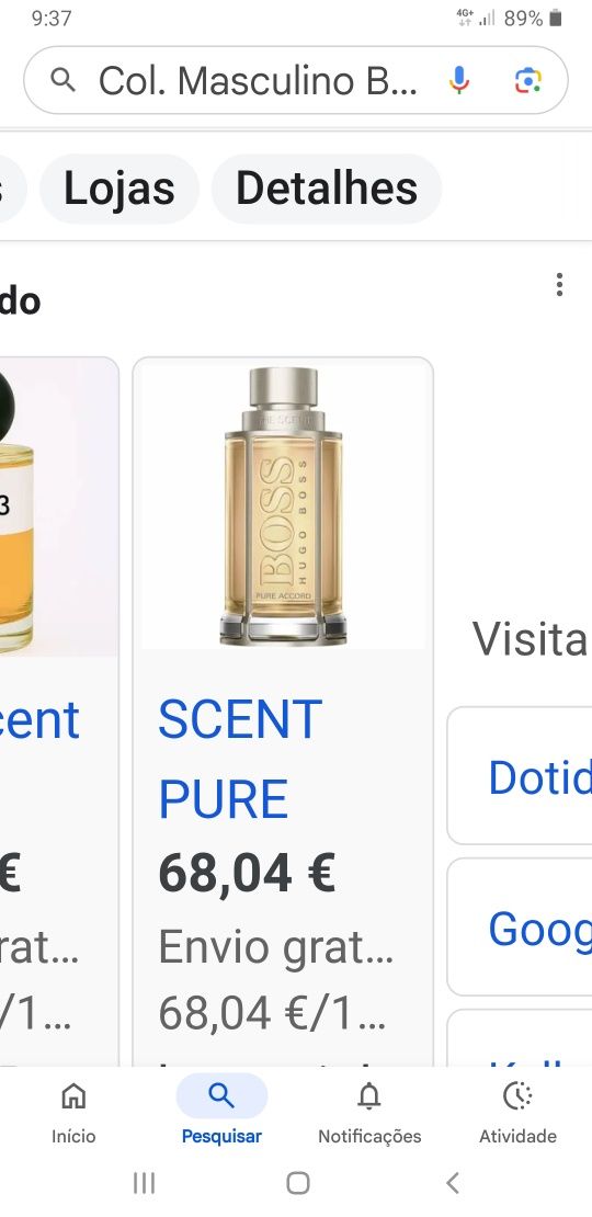 Perfume de homem novo em caixa BOSS 100ml 40€ .