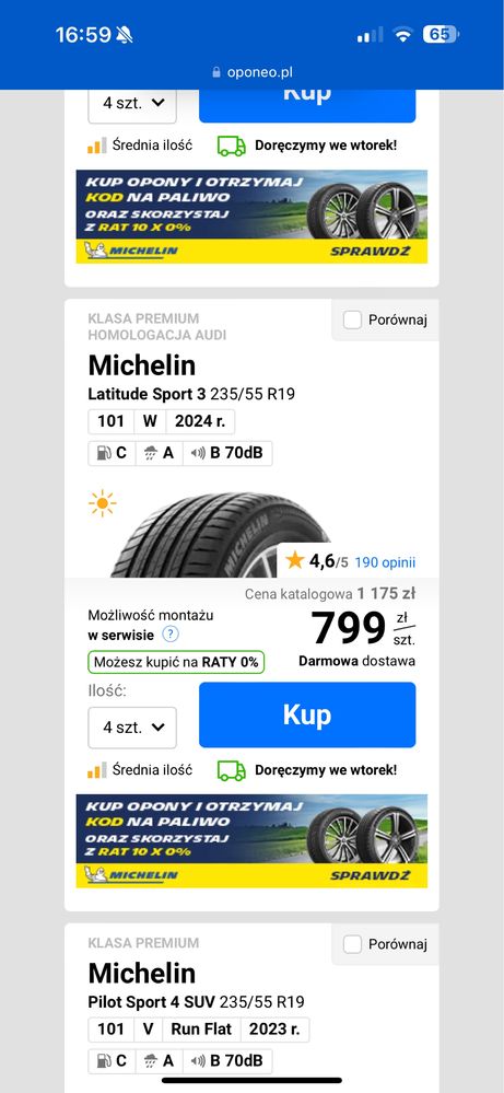 Michelin latitude sport 3 235/55/R19 15 tys przebiegu, AO