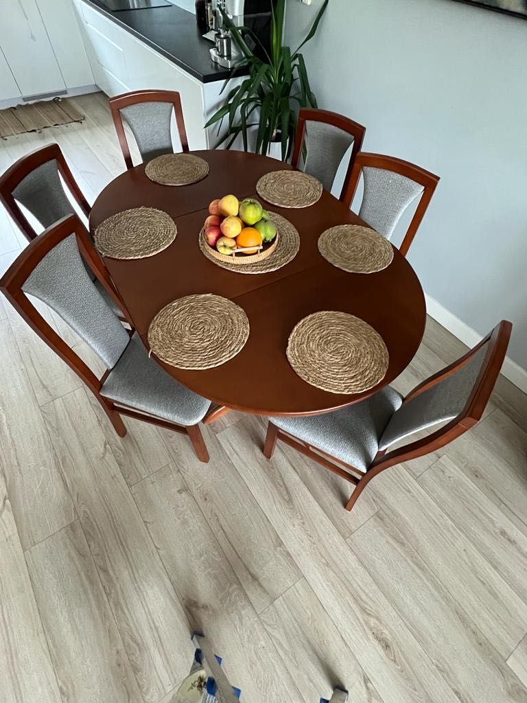 Zestaw do jadalni rozkładany stół drewniany 3,0 x 1,0 m z krzesłami