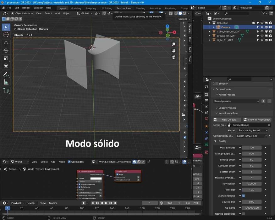 Prisma PSOR de diamante com cáusticas em chão brilhante