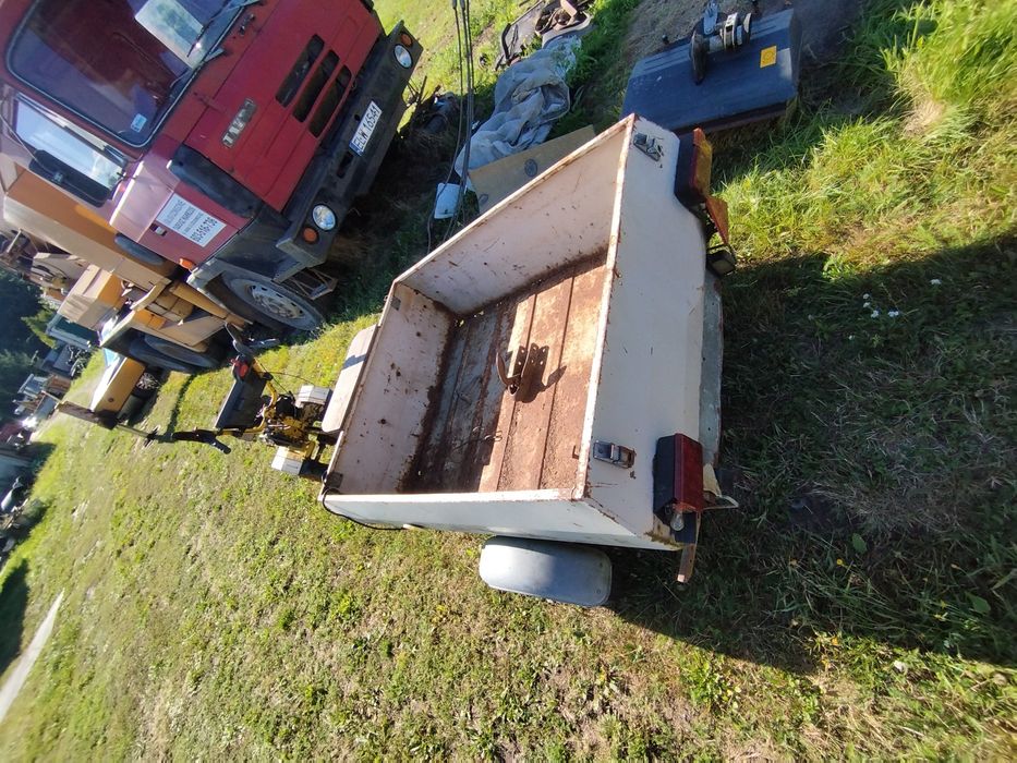 Dzik kawasaki 250 traktorek wsteczny zestaw przyczepka zamiatarka pług
