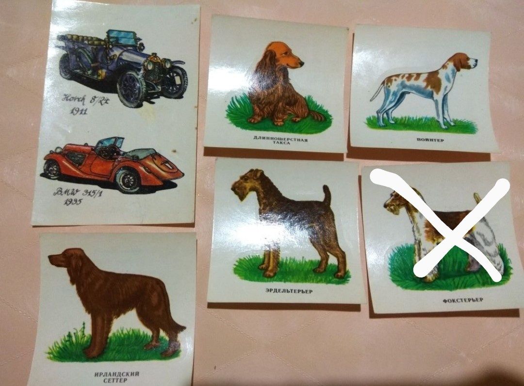 Переводные картинки собаки СССР машинки ГДР календарики  Олімпійські