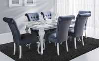 Stół , krzesła,Zestaw GLAMOUR Biały Połysk , LUDWIK , luxury od MDJ