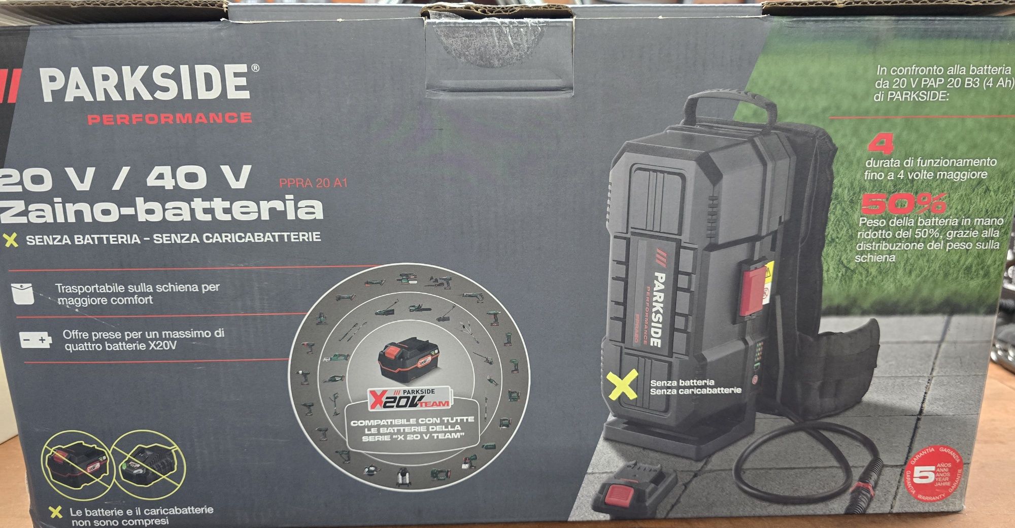 Mochila de bateria 20V/40V parkside performance