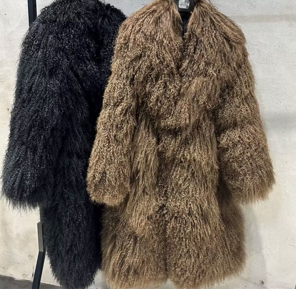 Kontantto plaszcz futro naturalna lama xs-3xl