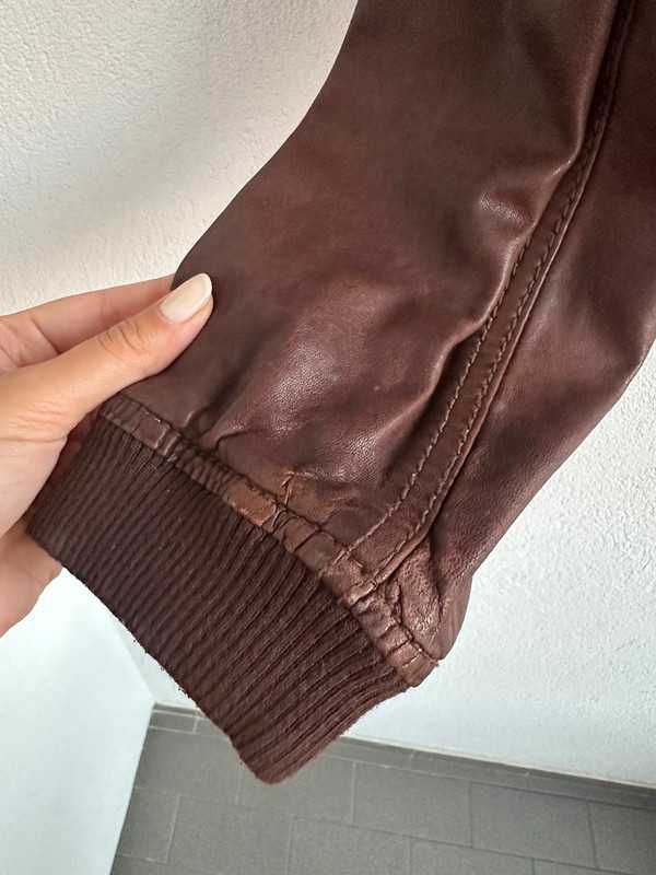 Casaco couro castanho (mulher) - Massimo Dutti