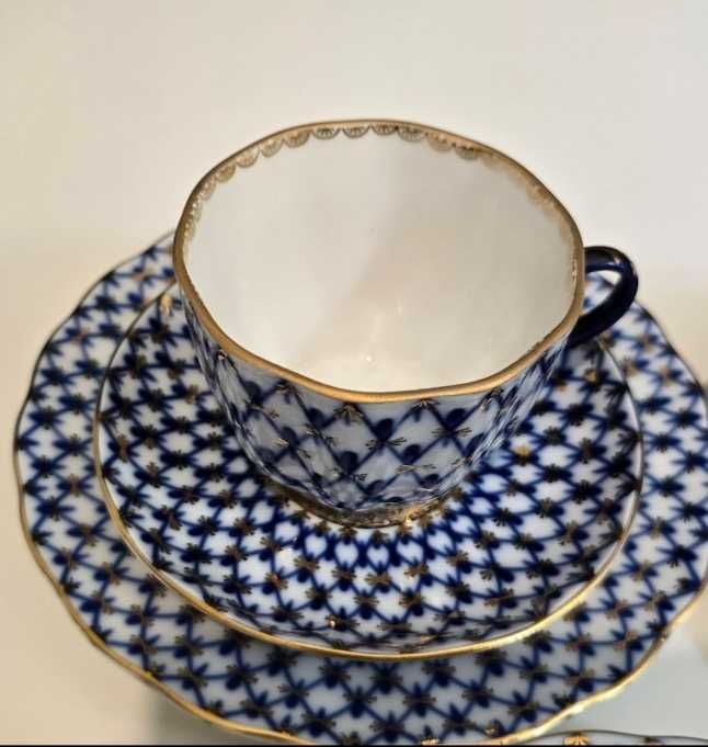 Filiżanki łomonosow siatka kobaltowa