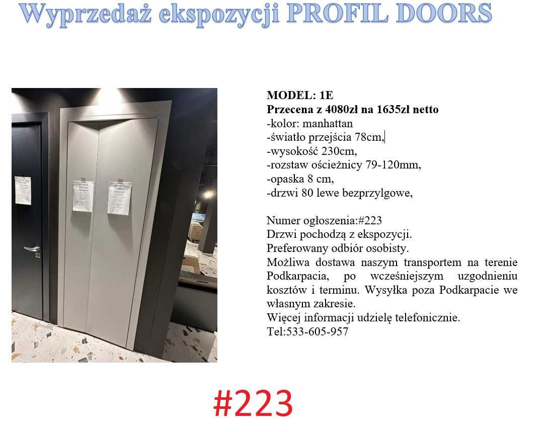 Drzwi wewnętrzne Profildoors 1E 80 Lewe