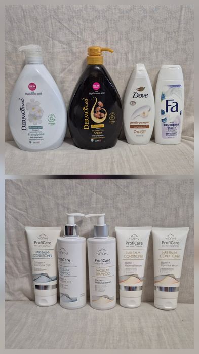 Шампунь, гель для душа, зубная паста