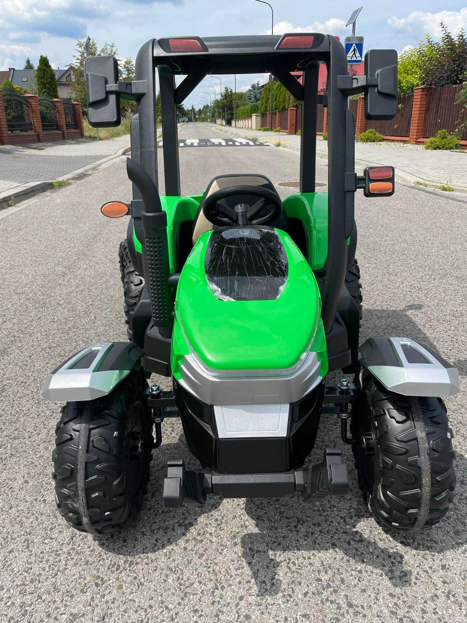 MEGAAUTKA.PL Traktor na akumulator z przyczepą 24v 2x200W Skóra EVA