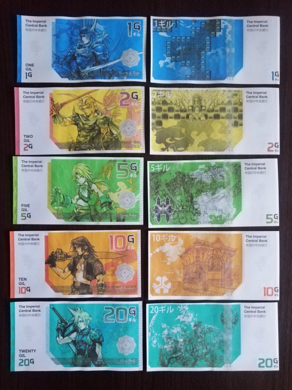 Final Fantasy banknoty fantazyjne.