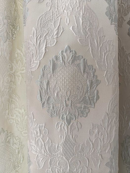 Штори порт'єрні молочно, сіро-блакитні 248*133