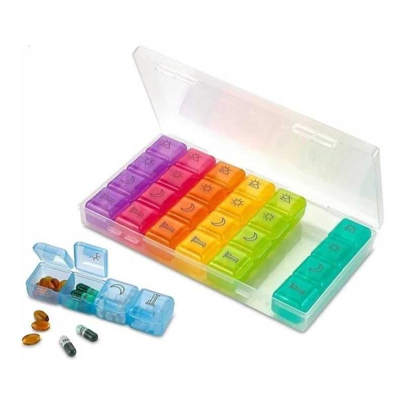 pojemnik etui pudełko kasetka na leki 7 dni 4 pory dnia tygodniowa