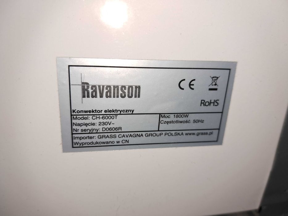 Konwektor grzejnik wentylator elektryczny Ravanson CH-6000T