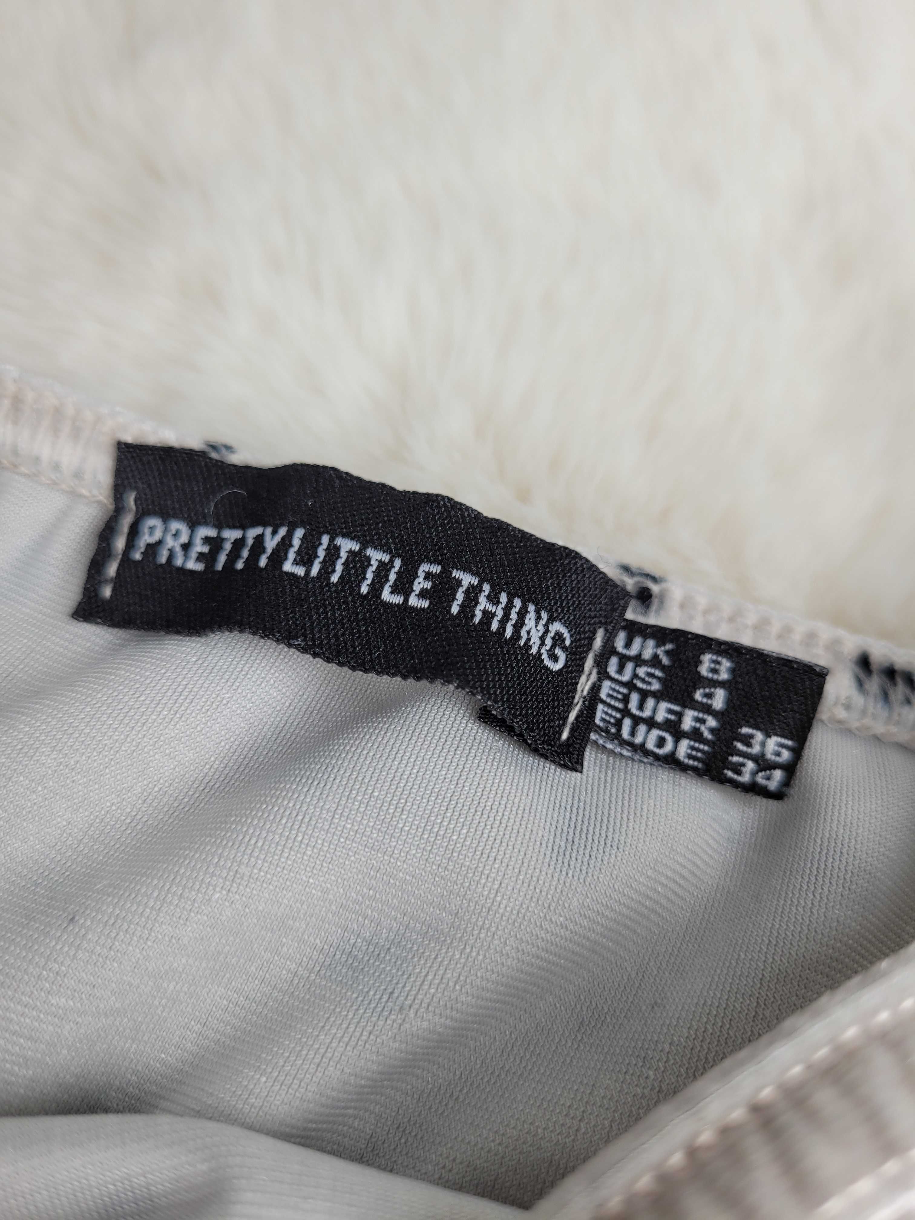 Welurowa sukienka w serduszka ecru Pretty Little Thing S 36 na okazję