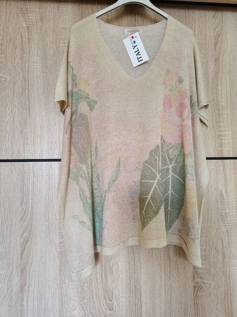 Bluzka elegancka złota nitka plus size 54 56 duży rozmiar