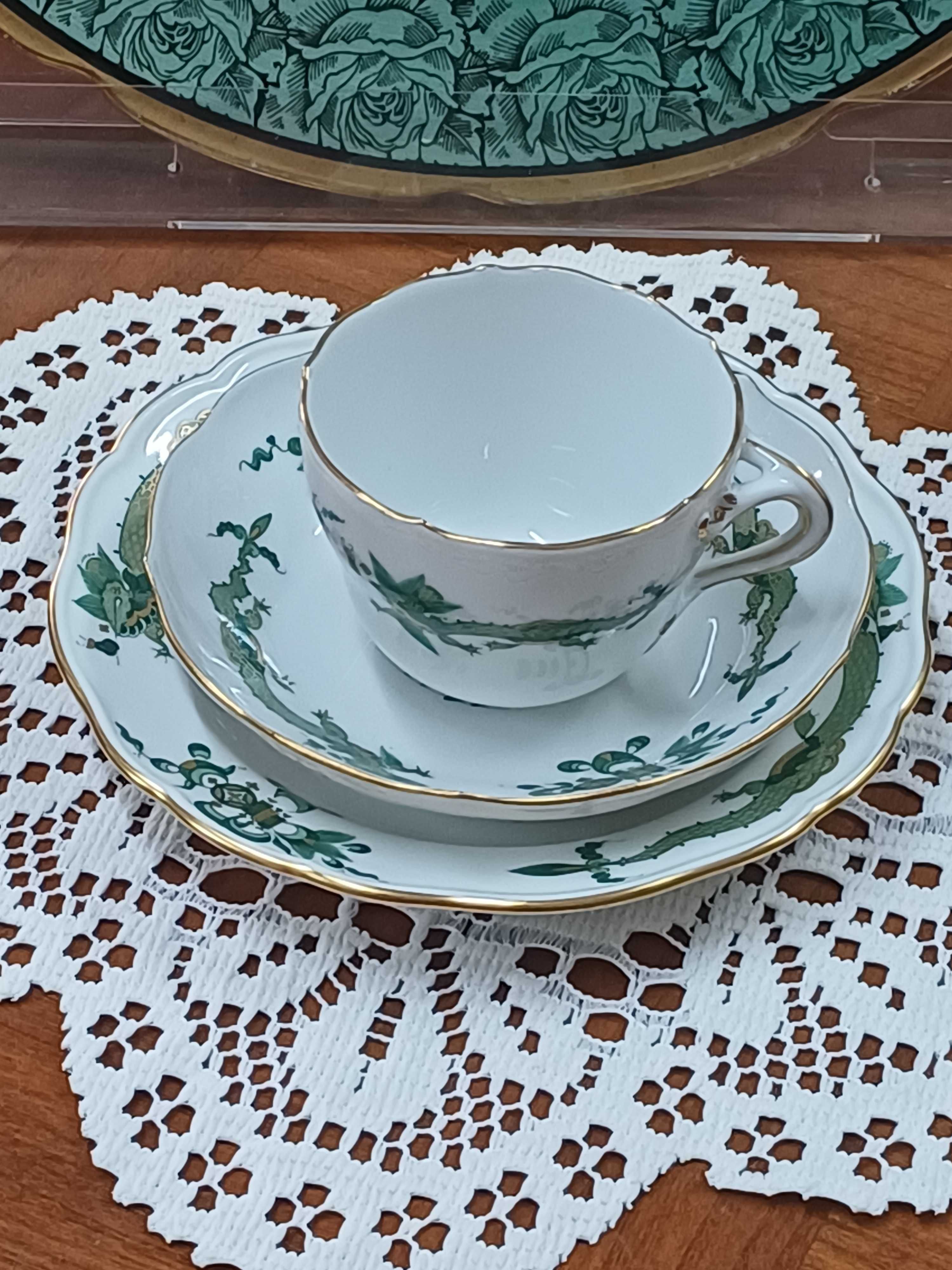 Zestaw śniadaniowy porcelana Miśnia mokka (P.4389)