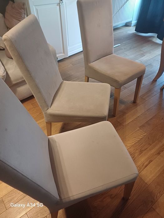 Krzesła tapicerowane – komplet 6 sztuk, beżowe, wygodne i eleganckie