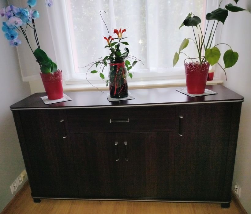 Komoda + witryna + słupek, wenge, system Carlos