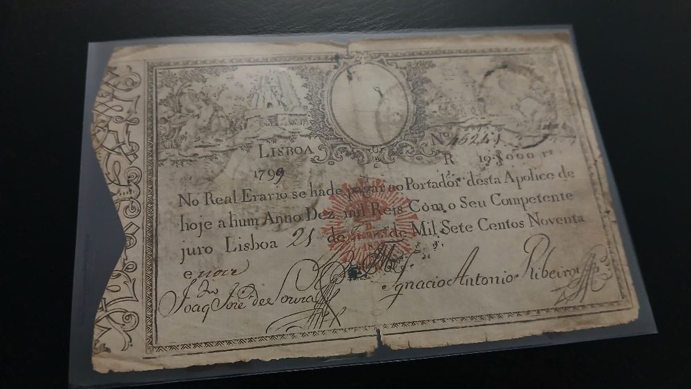 Nota (Apólice) Real Erário 10000 Reis de 1799/1828