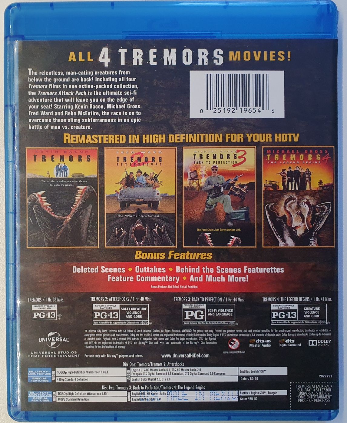 "Wstrząsy" / "Tremors" Attack Pack! 4 części 2x Blu-Ray USA bez PL