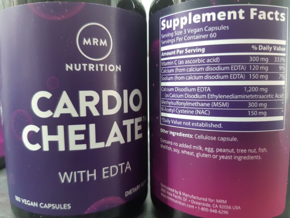 MRM, Cardio Chelate (180 капс.), для сердца, для сосудов, EDTA NAC MSM