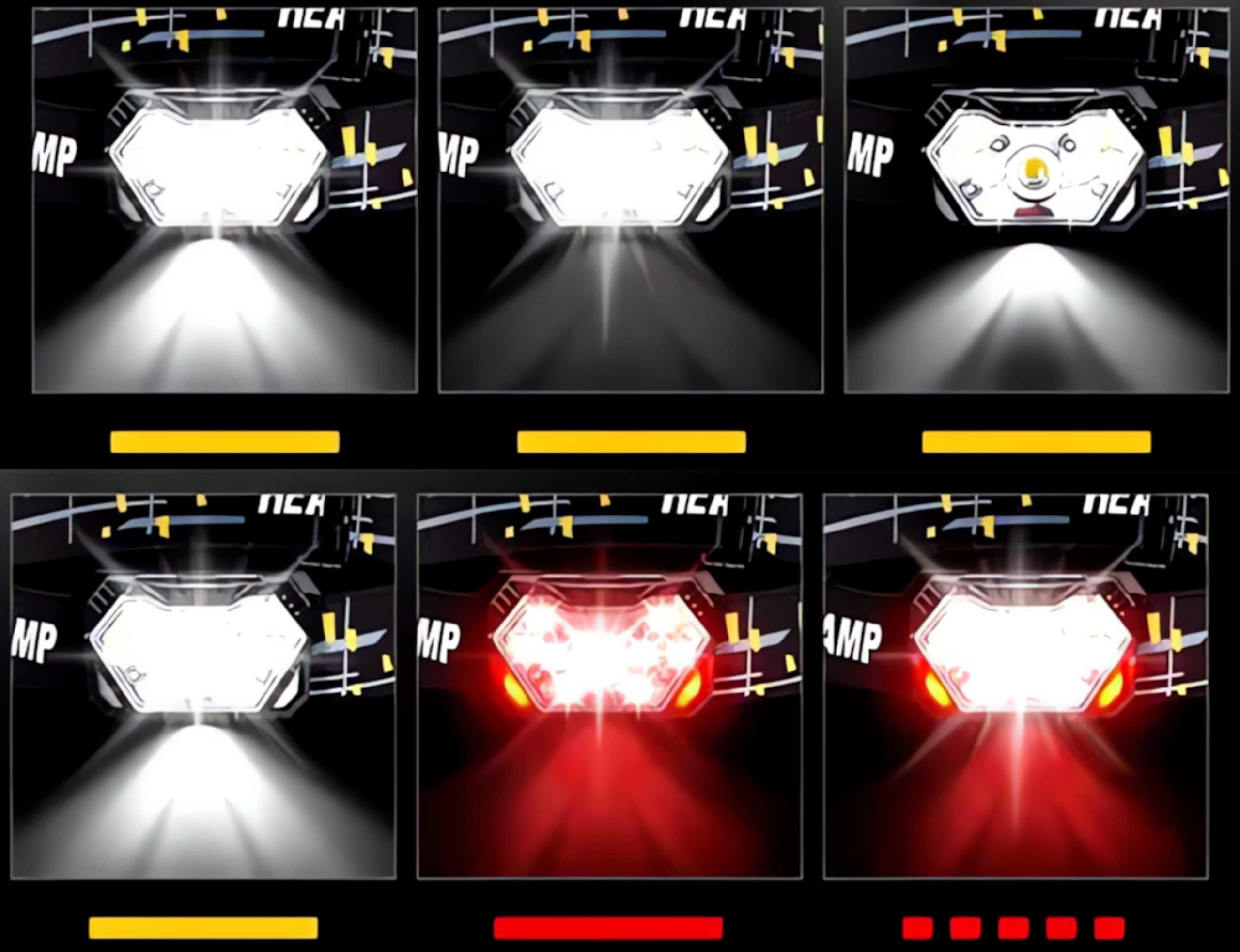 LATARKA CZOŁOWA LEDx9 lampa LED Mocna 2000 Lumenów Czujnik Ruchu Tryby