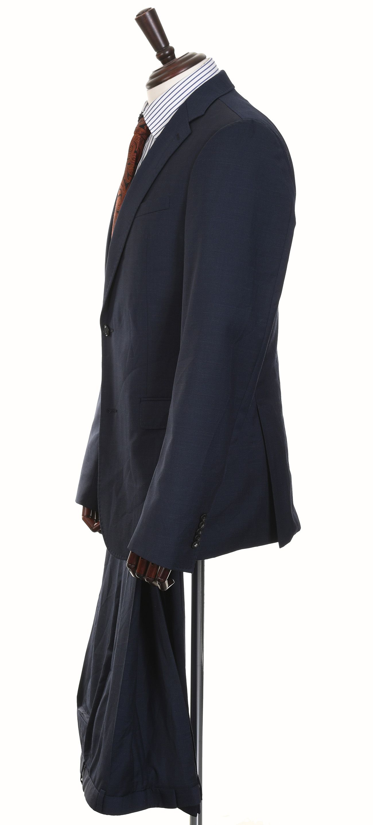 STRELLSON EXTRA SLIM FIT granatowy garnitur męski w krateczkę wełna 52
