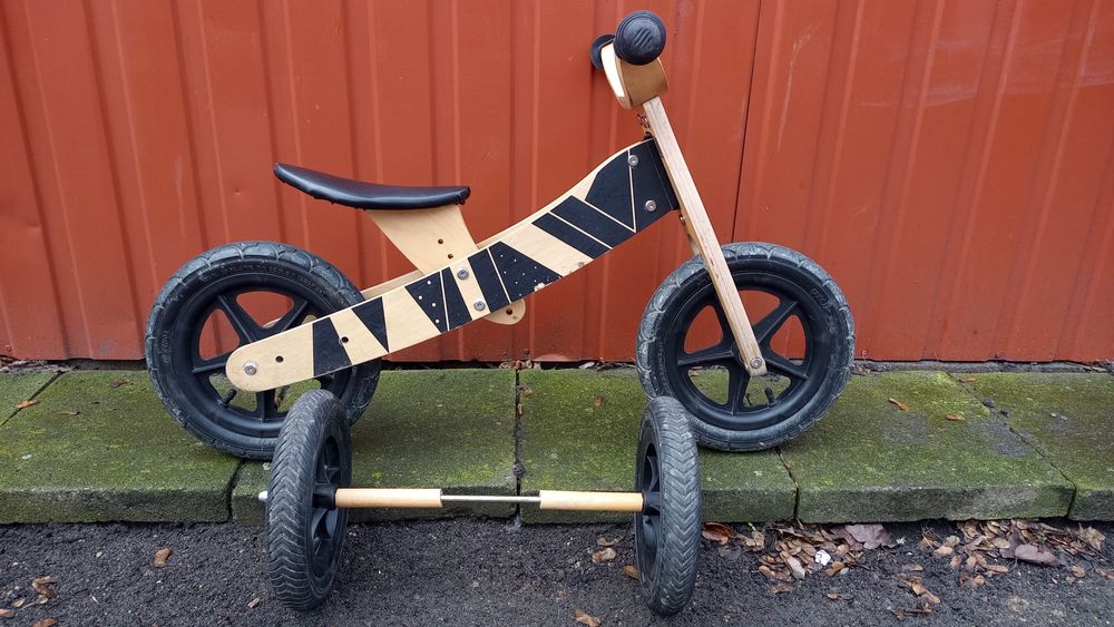 Drewniany rowerek biegowy 2w1