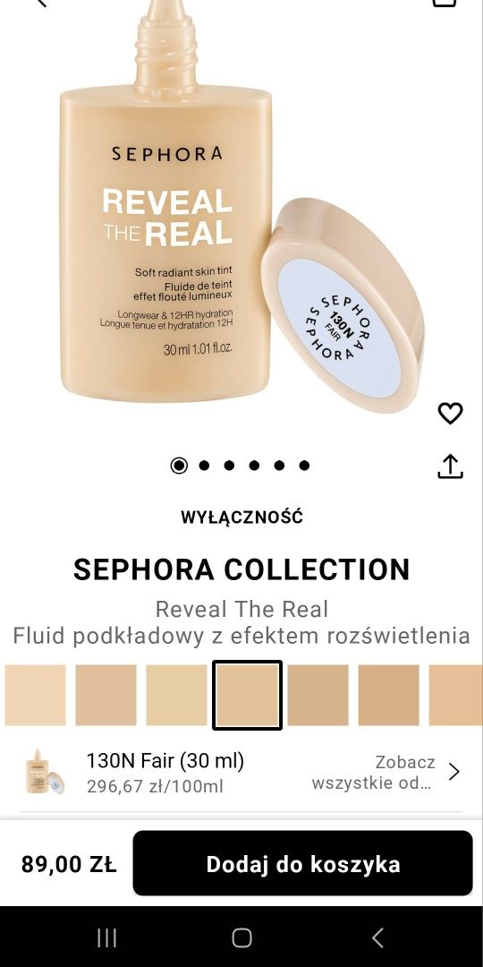 Podkład Tint Sephora Reveal The Real