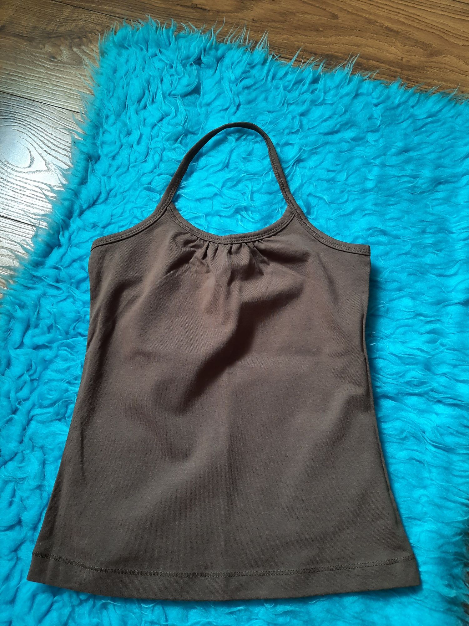 Bluzeczka top  H&M Young bawełna brąz 134