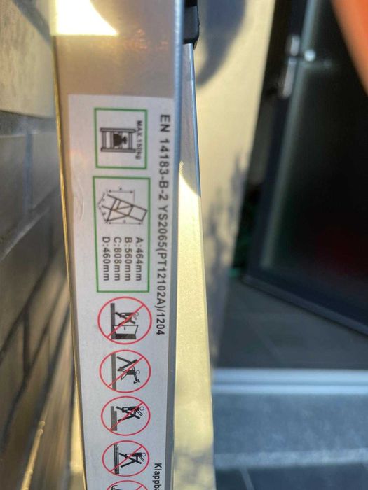 Escadote Dobrável de 2 Degraus Cinzento Aço (47 x 55 x 82 cm)