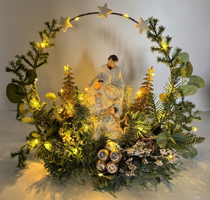 Stroik świąteczny Szopka Święta Rodzina LED dekoracja Boże Narodzenie