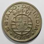 India Portuguesa 1/2 Rupia 1947 Bela