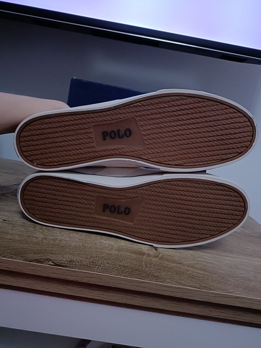 Beżowe kremowe sneakersy Polo Ralph Lauren EU 50