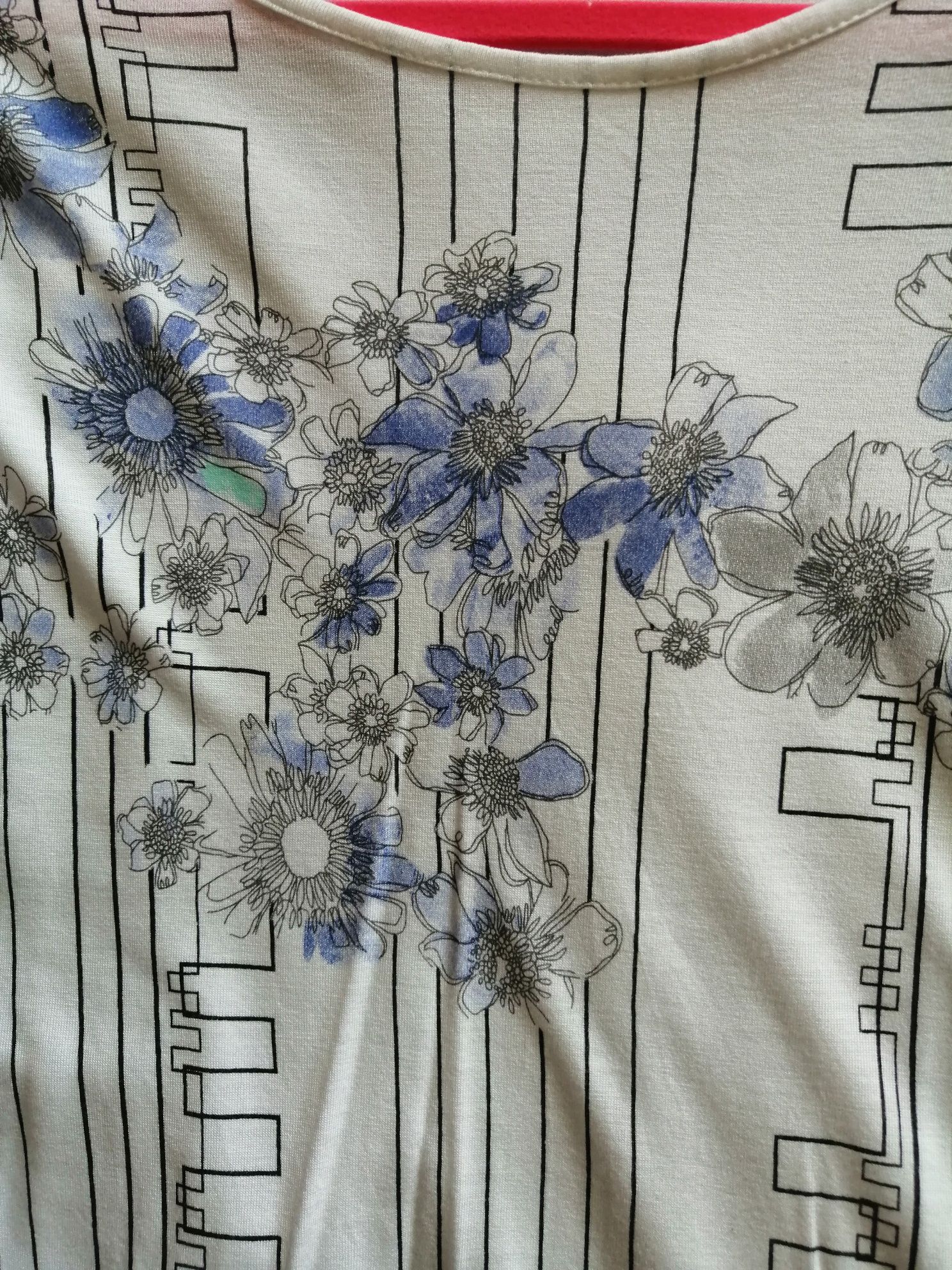 Koszulka Orsay 36 biała niebieskie kwiaty
