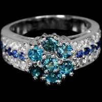 Серебряное кольцо с голубым лондон блю топазом. Размер.16.25