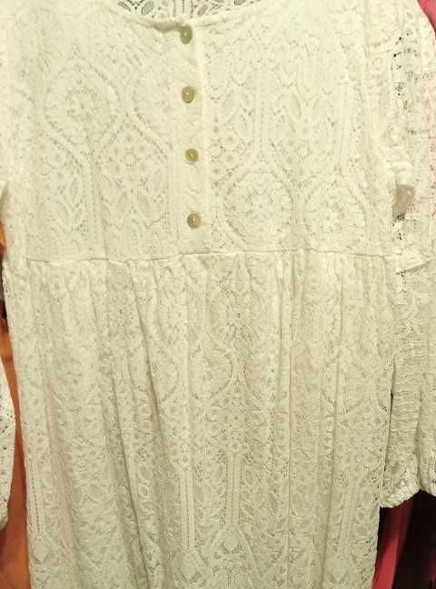 sukienka koronkowa boho maxi biała rozmiar 52 (5XL)