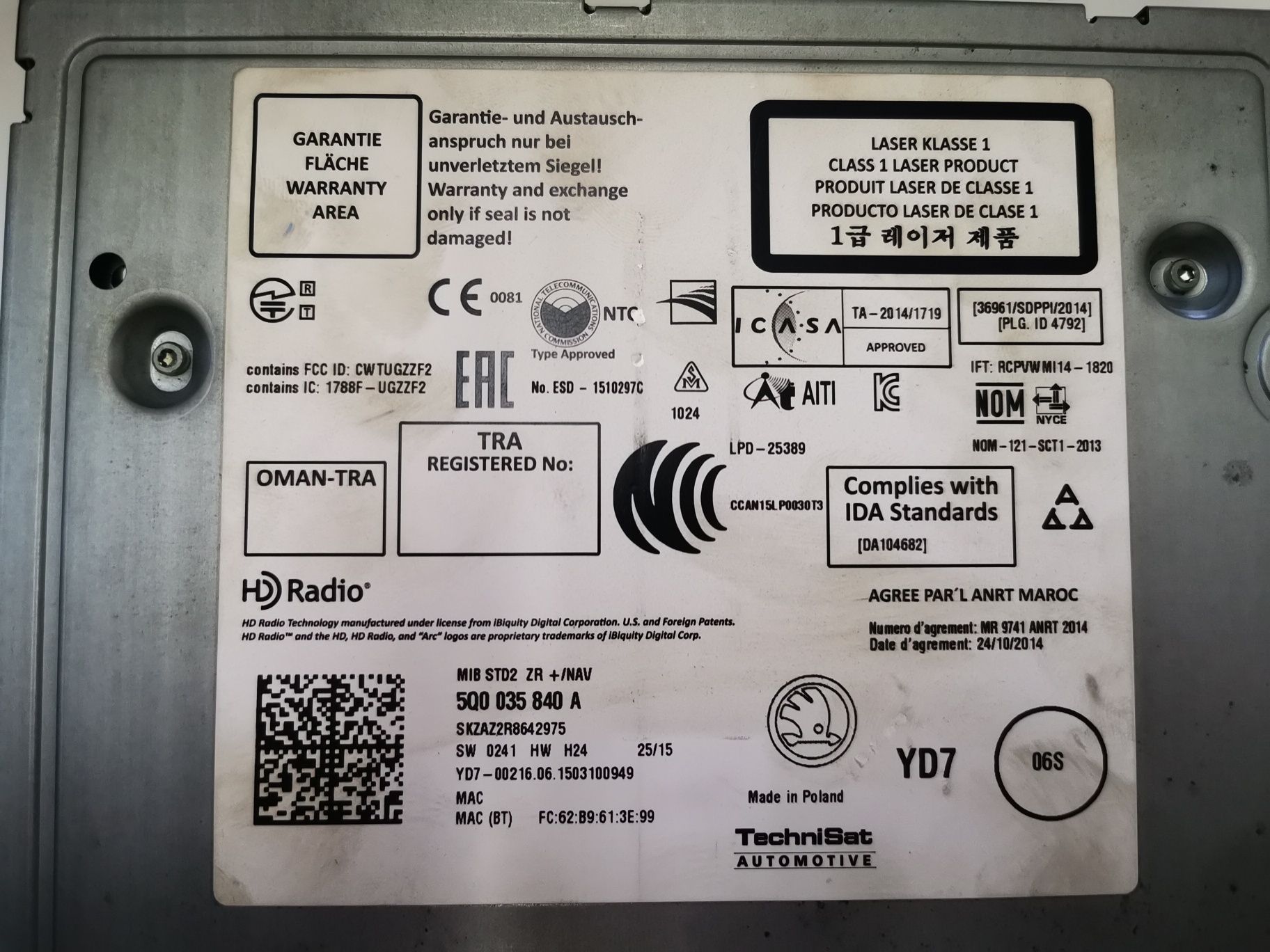 Radio, wyświetlacz LCD skoda octavia III