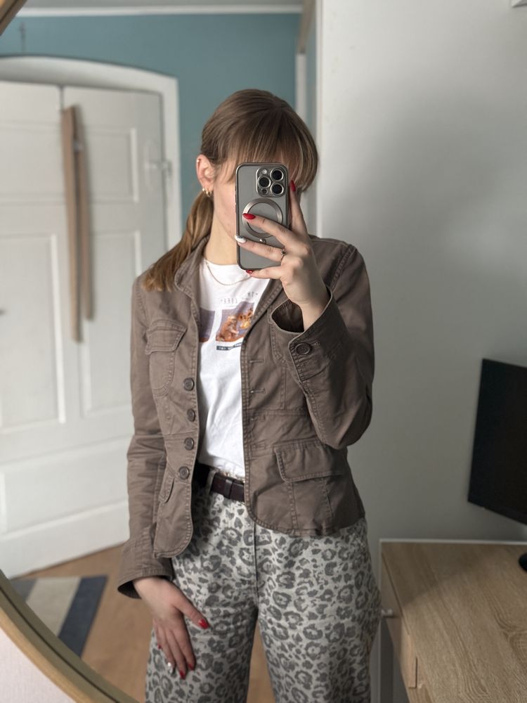 Brązowa katana żakiet marynarka vintage H&M y2k rozmiar S 36 Infiana J